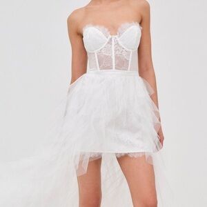 For Love And Lemons White Strapless High Low Dress